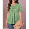 image:imageFindsweet Womens Summer Tunic Tops Casual Dressy Blouses Short Sleeve Shirts M4XLPuff Sleeve Onion Green Sparrow