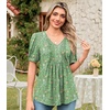 image:imageFindsweet Womens Summer Tunic Tops Casual Dressy Blouses Short Sleeve Shirts M4XLPuff Sleeve Onion Green Sparrow