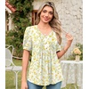 image:imageFindsweet Womens Summer Tunic Tops Casual Dressy Blouses Short Sleeve Shirts M4XLPuff SleeveApricot Floret