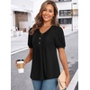 image:imageFindsweet Womens Summer Tunic Tops Casual Dressy Blouses Short Sleeve Shirts M4XLPuff SleeveBlack