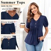image:imageFindsweet Womens Summer Tunic Tops Casual Dressy Blouses Short Sleeve Shirts M4XLPuff SleeveBlack