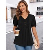 image:imageFindsweet Womens Summer Tunic Tops Casual Dressy Blouses Short Sleeve Shirts M4XLPuff SleeveBlack