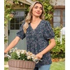 image:imageFindsweet Womens Summer Tunic Tops Casual Dressy Blouses Short Sleeve Shirts M4XLPuff SleeveBlack Diamond Block