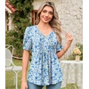 image:imageFindsweet Womens Summer Tunic Tops Casual Dressy Blouses Short Sleeve Shirts M4XLPuff SleeveBlue Emerald Sparrow