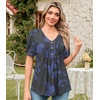 image:imageFindsweet Womens Summer Tunic Tops Casual Dressy Blouses Short Sleeve Shirts M4XLPuff SleeveBlue Print