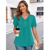 image:imageFindsweet Womens Summer Tunic Tops Casual Dressy Blouses Short Sleeve Shirts M4XLPuff SleeveBluegreen