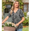 image:imageFindsweet Womens Summer Tunic Tops Casual Dressy Blouses Short Sleeve Shirts M4XLPuff SleeveCarved White  Black