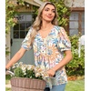 image:imageFindsweet Womens Summer Tunic Tops Casual Dressy Blouses Short Sleeve Shirts M4XLPuff SleeveColorful Fireworks
