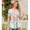 image:imageFindsweet Womens Summer Tunic Tops Casual Dressy Blouses Short Sleeve Shirts M4XLPuff SleeveColorful Fireworks