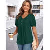 image:imageFindsweet Womens Summer Tunic Tops Casual Dressy Blouses Short Sleeve Shirts M4XLPuff SleeveDark Green