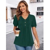 image:imageFindsweet Womens Summer Tunic Tops Casual Dressy Blouses Short Sleeve Shirts M4XLPuff SleeveDark Green