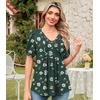 image:imageFindsweet Womens Summer Tunic Tops Casual Dressy Blouses Short Sleeve Shirts M4XLPuff SleeveDark Green With Begonias