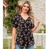 image:imageFindsweet Womens Summer Tunic Tops Casual Dressy Blouses Short Sleeve Shirts M4XLPuff SleeveFl Gypsophila Black