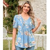 image:imageFindsweet Womens Summer Tunic Tops Casual Dressy Blouses Short Sleeve Shirts M4XLPuff SleeveFloral Blue