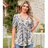 image:imageFindsweet Womens Summer Tunic Tops Casual Dressy Blouses Short Sleeve Shirts M4XLPuff SleeveGrey Background Purple Flower