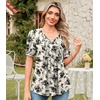 image:imageFindsweet Womens Summer Tunic Tops Casual Dressy Blouses Short Sleeve Shirts M4XLPuff SleeveInk Roses