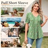 image:imageFindsweet Womens Summer Tunic Tops Casual Dressy Blouses Short Sleeve Shirts M4XLPuff SleeveInk Roses