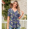 image:imageFindsweet Womens Summer Tunic Tops Casual Dressy Blouses Short Sleeve Shirts M4XLPuff SleeveLiliums Dark Blue