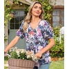 image:imageFindsweet Womens Summer Tunic Tops Casual Dressy Blouses Short Sleeve Shirts M4XLPuff SleeveMixed Flower