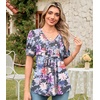 image:imageFindsweet Womens Summer Tunic Tops Casual Dressy Blouses Short Sleeve Shirts M4XLPuff SleeveMixed Flower