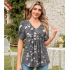 image:imageFindsweet Womens Summer Tunic Tops Casual Dressy Blouses Short Sleeve Shirts M4XLPuff SleeveMoonlight Plum Blossom