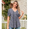 image:imageFindsweet Womens Summer Tunic Tops Casual Dressy Blouses Short Sleeve Shirts M4XLPuff SleeveMulticolored Flower