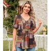 image:imageFindsweet Womens Summer Tunic Tops Casual Dressy Blouses Short Sleeve Shirts M4XLPuff SleeveMultiple Orange