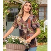 image:imageFindsweet Womens Summer Tunic Tops Casual Dressy Blouses Short Sleeve Shirts M4XLPuff SleeveMultiple Orange