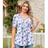 image:imageFindsweet Womens Summer Tunic Tops Casual Dressy Blouses Short Sleeve Shirts M4XLPuff SleevePale Blue Gerbera