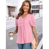 image:imageFindsweet Womens Summer Tunic Tops Casual Dressy Blouses Short Sleeve Shirts M4XLPuff SleevePink