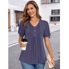 image:imageFindsweet Womens Summer Tunic Tops Casual Dressy Blouses Short Sleeve Shirts M4XLPuff SleevePurple Gray