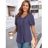 image:imageFindsweet Womens Summer Tunic Tops Casual Dressy Blouses Short Sleeve Shirts M4XLPuff SleevePurple Gray