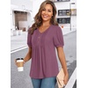 image:imageFindsweet Womens Summer Tunic Tops Casual Dressy Blouses Short Sleeve Shirts M4XLPuff SleevePurplish Red