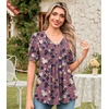 image:imageFindsweet Womens Summer Tunic Tops Casual Dressy Blouses Short Sleeve Shirts M4XLPuff SleeveRed Purple Flowers