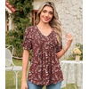 image:imageFindsweet Womens Summer Tunic Tops Casual Dressy Blouses Short Sleeve Shirts M4XLPuff SleeveRedwhite Fl