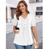 image:imageFindsweet Womens Summer Tunic Tops Casual Dressy Blouses Short Sleeve Shirts M4XLPuff SleeveWhite