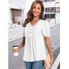 image:imageFindsweet Womens Summer Tunic Tops Casual Dressy Blouses Short Sleeve Shirts M4XLPuff SleeveWhite