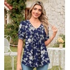 image:imageFindsweet Womens Summer Tunic Tops Casual Dressy Blouses Short Sleeve Shirts M4XLPuff SleeveWhite Small Flowers