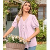 image:imageFindsweet Womens Summer Tunic Tops Casual Dressy Blouses Short Sleeve Shirts M4XLSpotted Pink