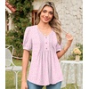 image:imageFindsweet Womens Summer Tunic Tops Casual Dressy Blouses Short Sleeve Shirts M4XLSpotted Pink