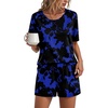 Crew Neck-navy Blue Floral