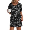 image:imageFindsweet Pajama Set for Women 2 Piece Lounge Set Soft Sleepwear Summer Casual Short Pjs Sets with Pockets M3XLCrew Neckwhite Black Flower