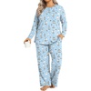 image:imageFindsweet Plus Size Womens Pajamas Sets 2 Piece Long Sleeve Pj Sleepwear Soft Comfy Tops and Pants with PocketsSailboatblue