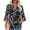 3/4 Sleeve/Black White Flower