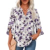 3/4 Sleeve/Gray-purple Flower