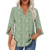image:imageFindsweet Women Blouses Dressy Casual 34 Sleeve Tops Business Work Chiffon Office V Neck Shirts M4XL34 SleeveGreen Flowers