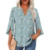 image:imageFindsweet Women Blouses Dressy Casual 34 Sleeve Tops Business Work Chiffon Office V Neck Shirts M4XL34 SleeveLight Blue Flowers