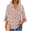 3/4 Sleeve/Red Flower White