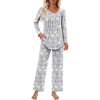 image:imageFindsweet Womens Pajama Set 2 Piece Lounge Outfits Soft Sleepwear Fall Long Sleeve Long Pant With Pockets Ladies Pjs S3XLGrey Butterfly