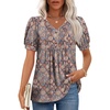 image:imageFindsweet Womens Summer Tunic Tops Casual Dressy Blouses Short Sleeve Shirts M4XLDiamond Check Flower
